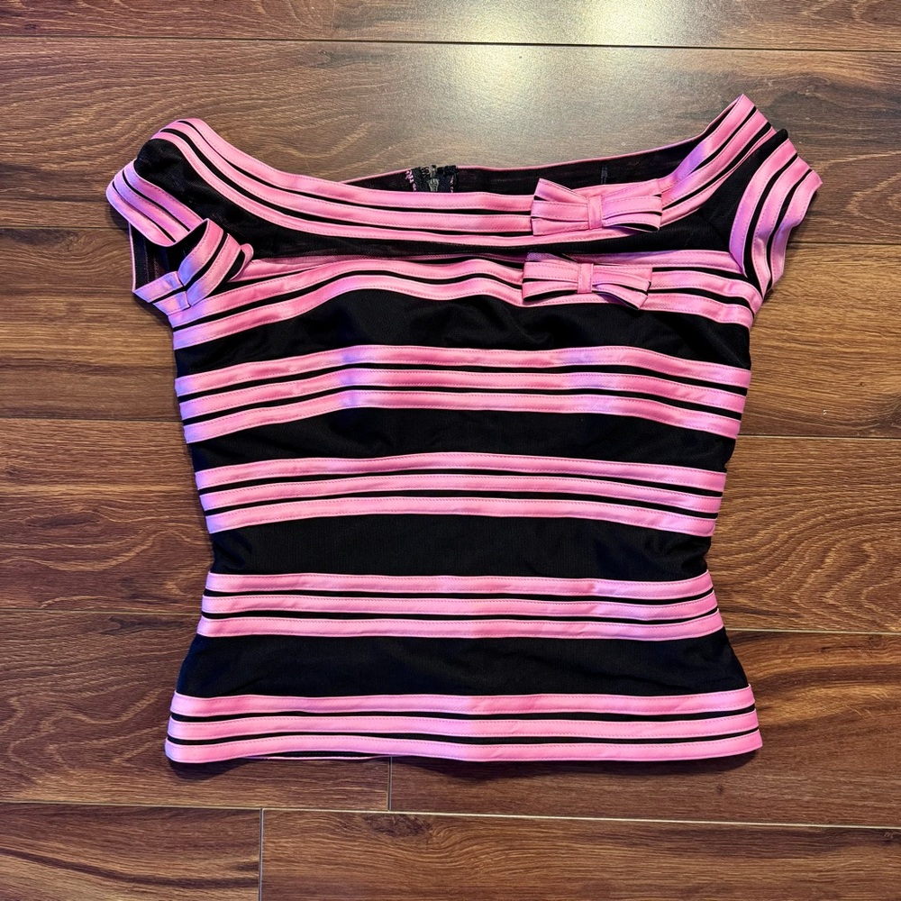 Vintage Pink Striped Evening Top